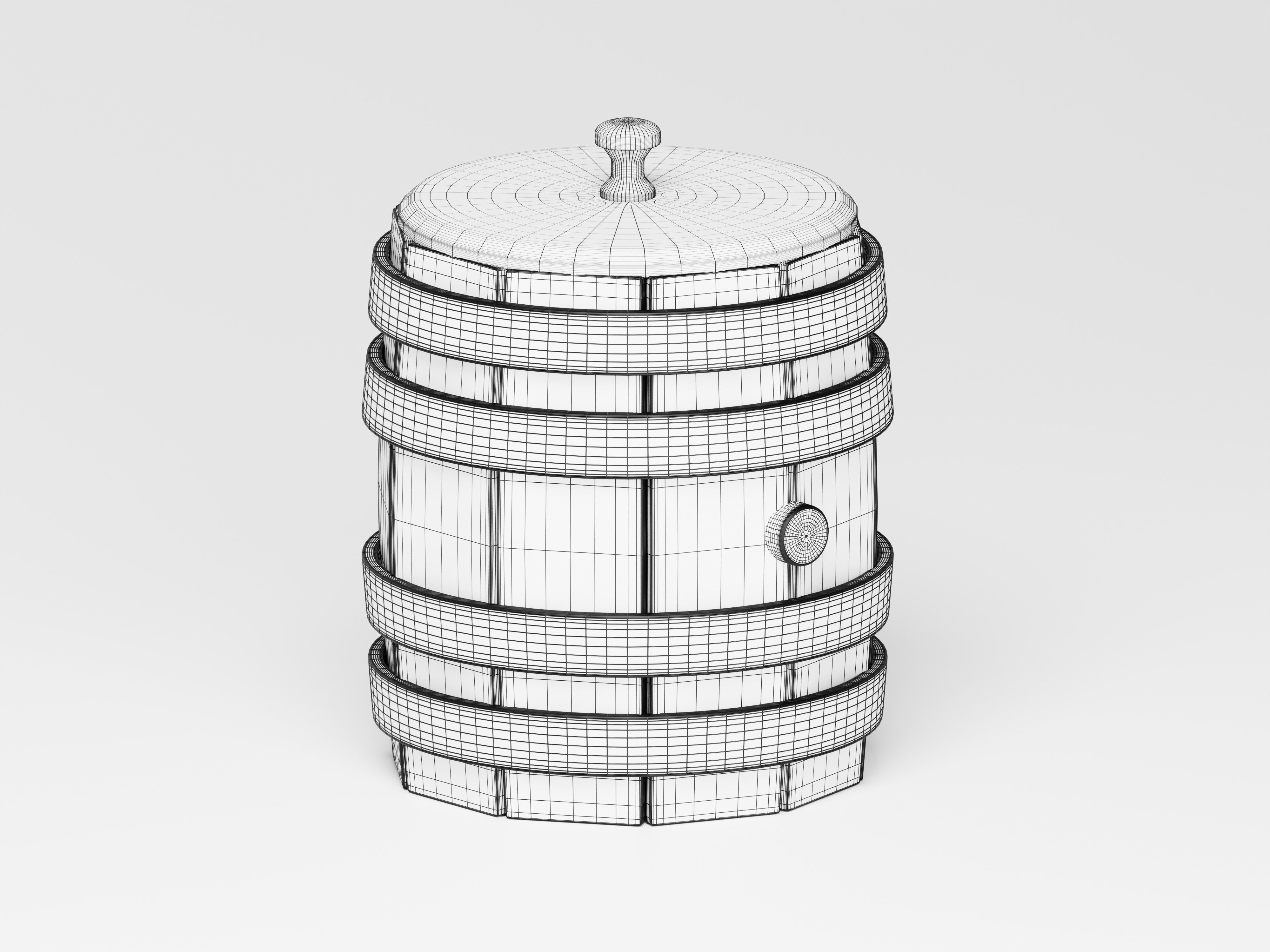Wooden Barrel 3D Model Low-poly 3D model_1
