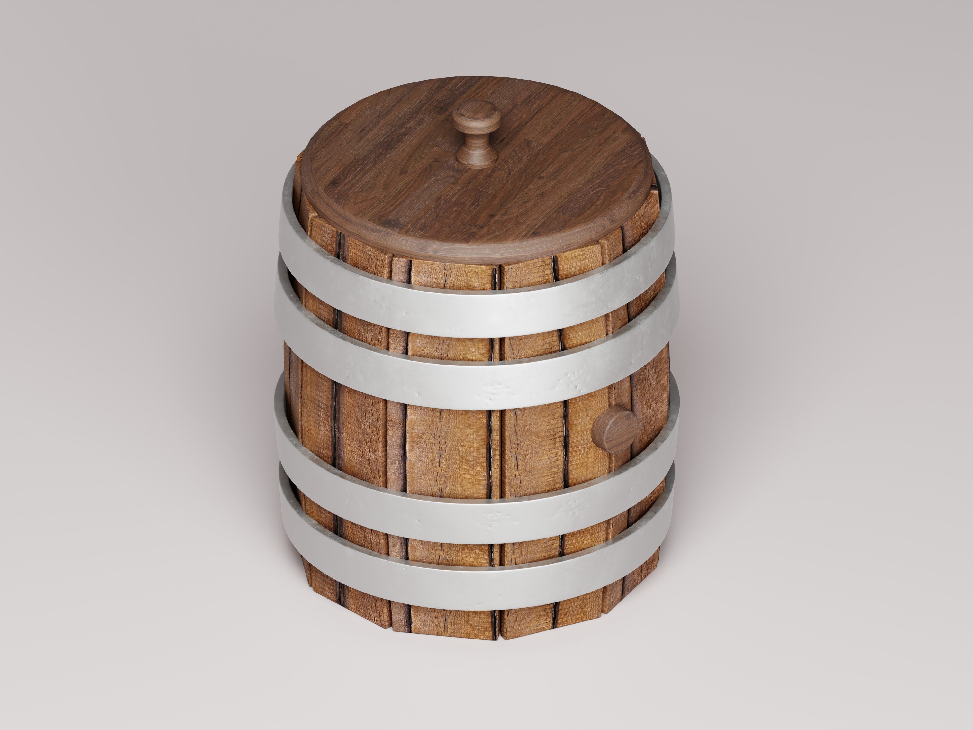 Wooden Barrel 3D Model Low-poly 3D model_2