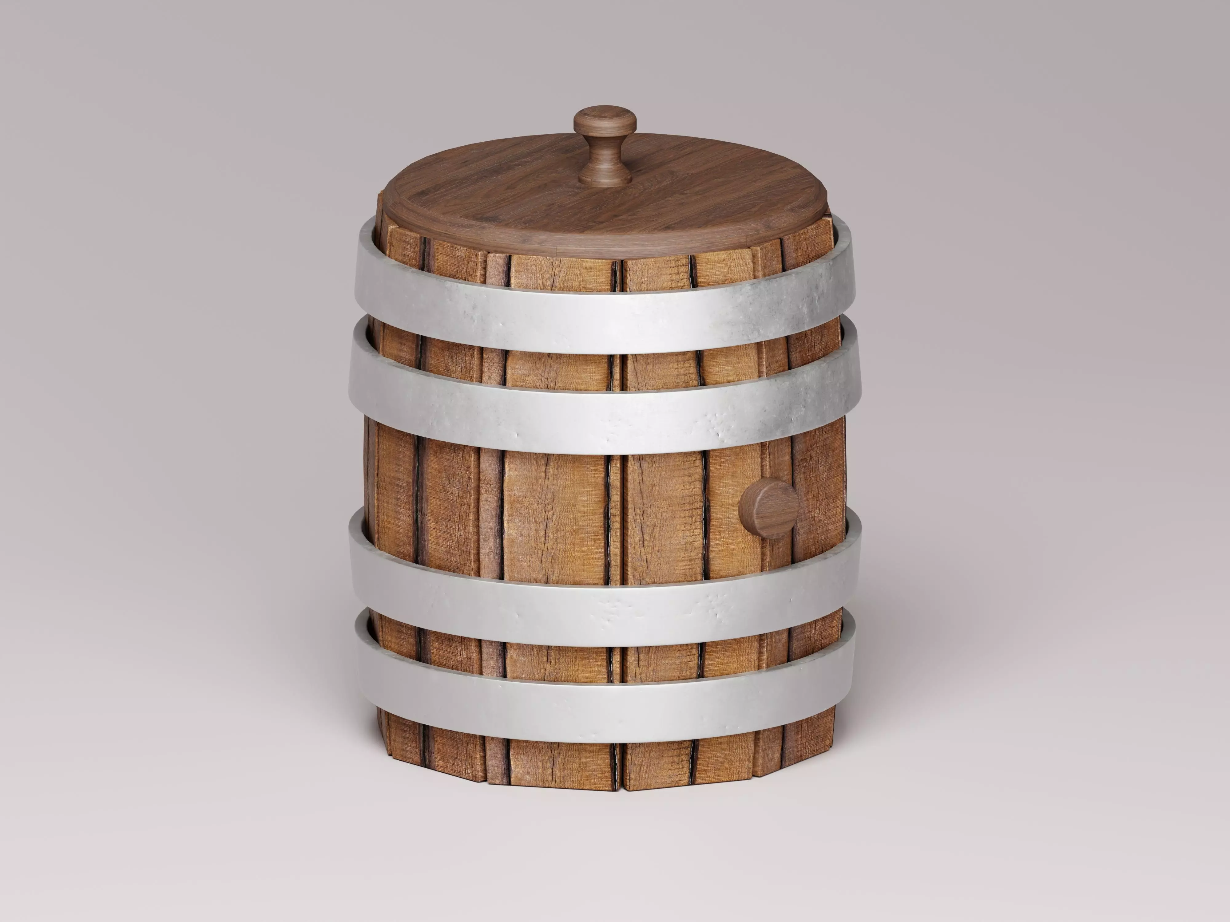 Wooden Barrel 3D Model Low-poly 3D model_0