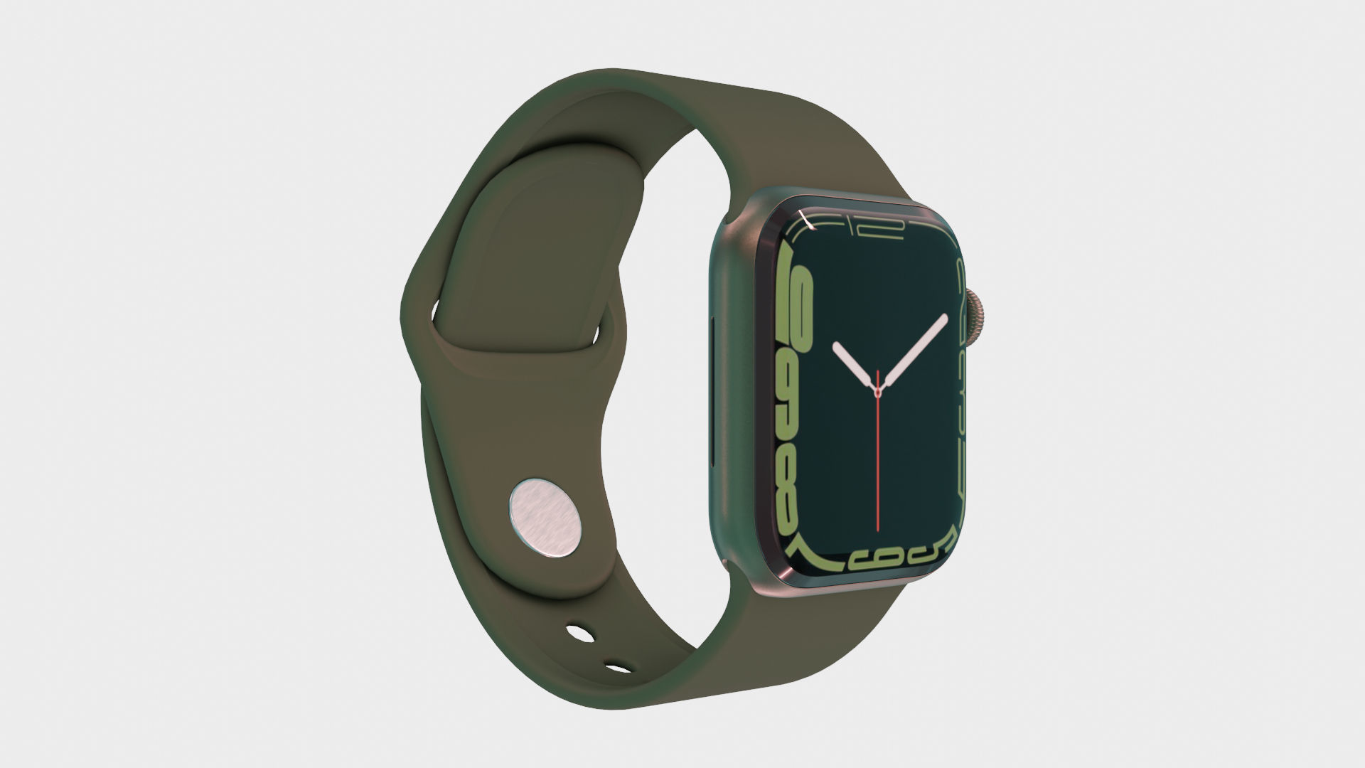 Apple Watch 7 - Green Aluminium Case with Sport Band Low-poly 3D model_1