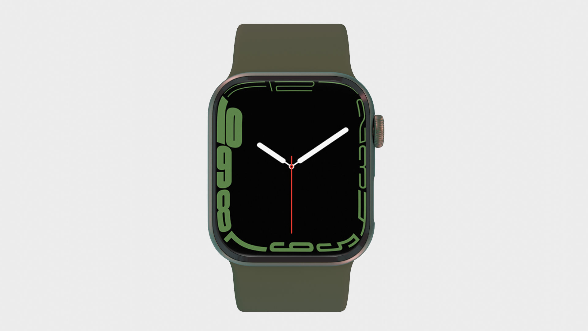 Apple Watch 7 - Green Aluminium Case with Sport Band Low-poly 3D model_2