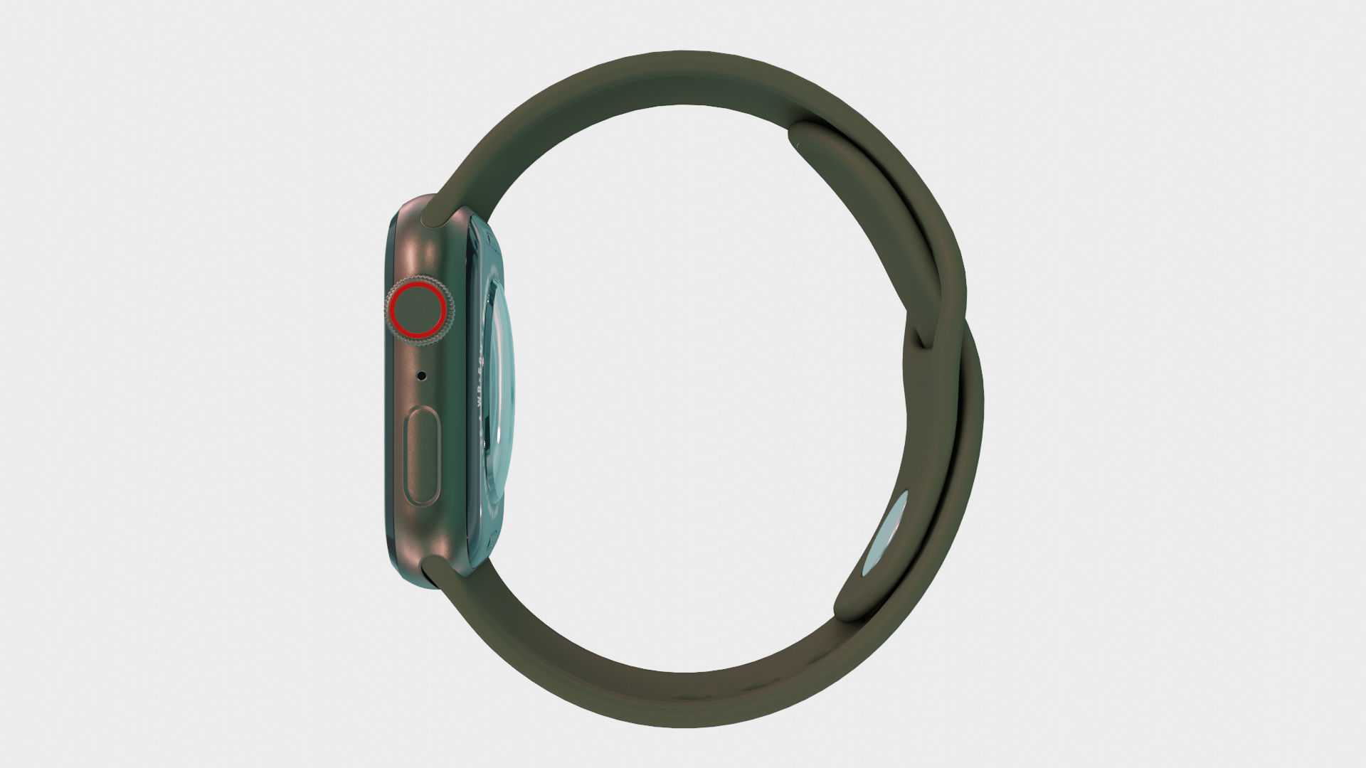 Apple Watch 7 - Green Aluminium Case with Sport Band Low-poly 3D model_5