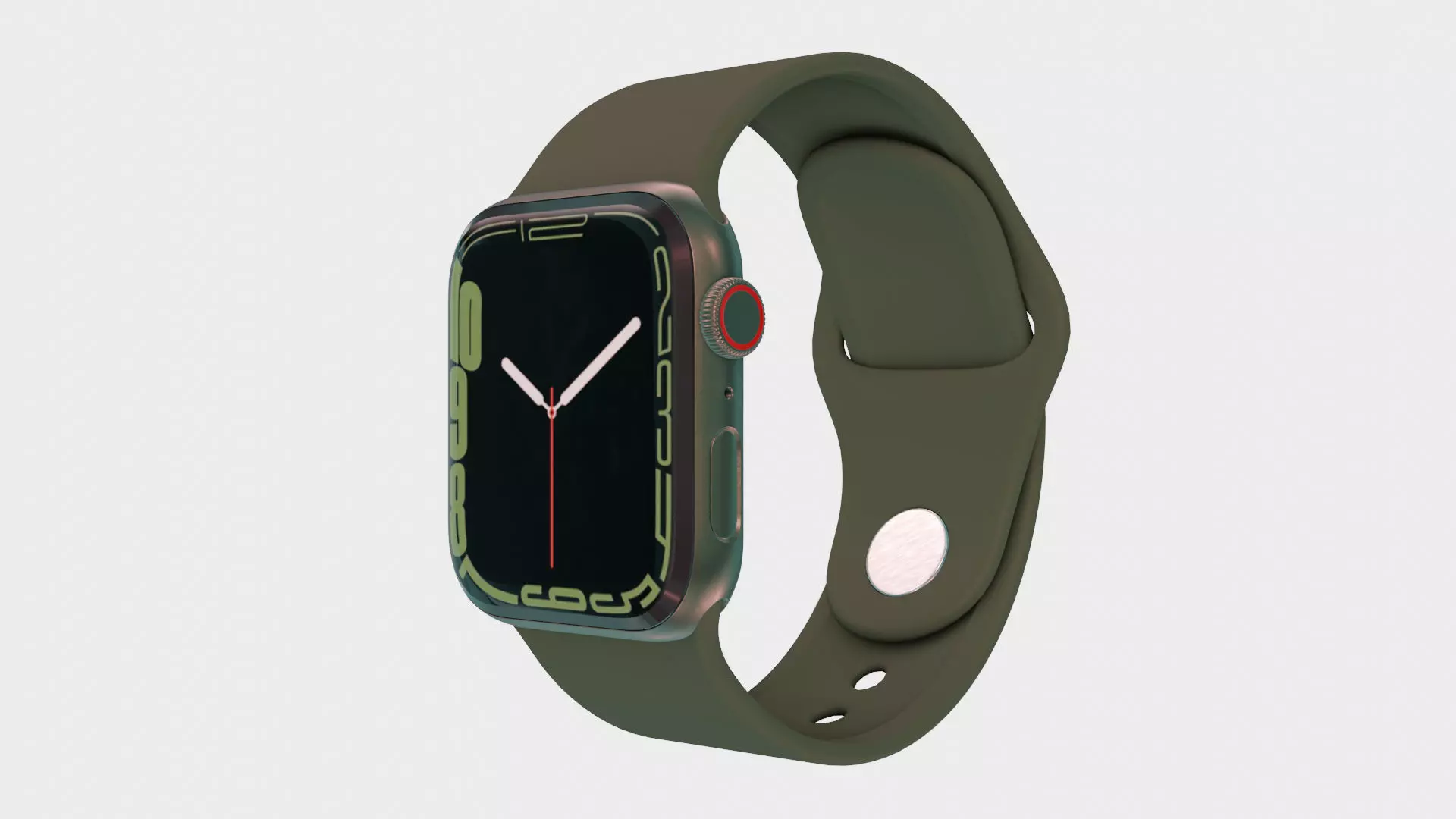Apple Watch 7 - Green Aluminium Case with Sport Band Low-poly 3D model_0