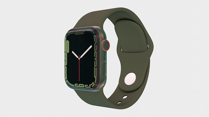 Apple Watch 7 - Green Aluminium Case with Sport Band Low-poly 3D model