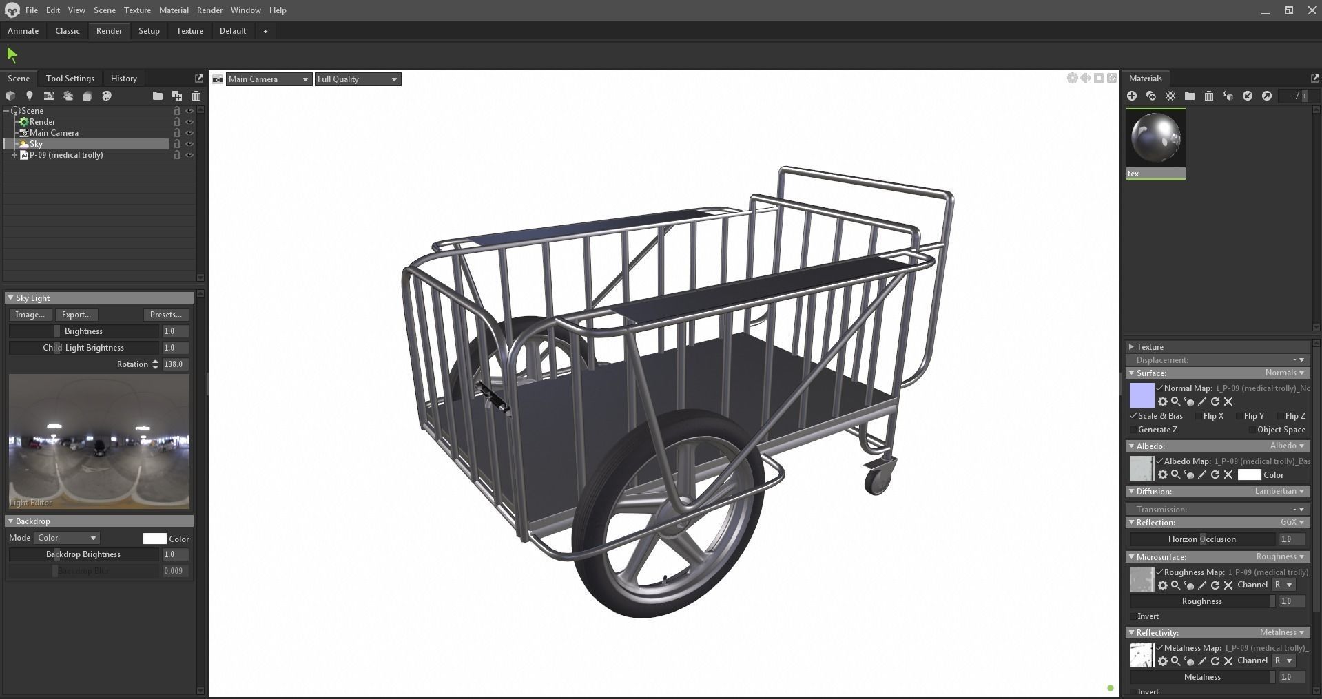 Stainless Steel Medical Drugs Trolley Low-poly 3D model_22