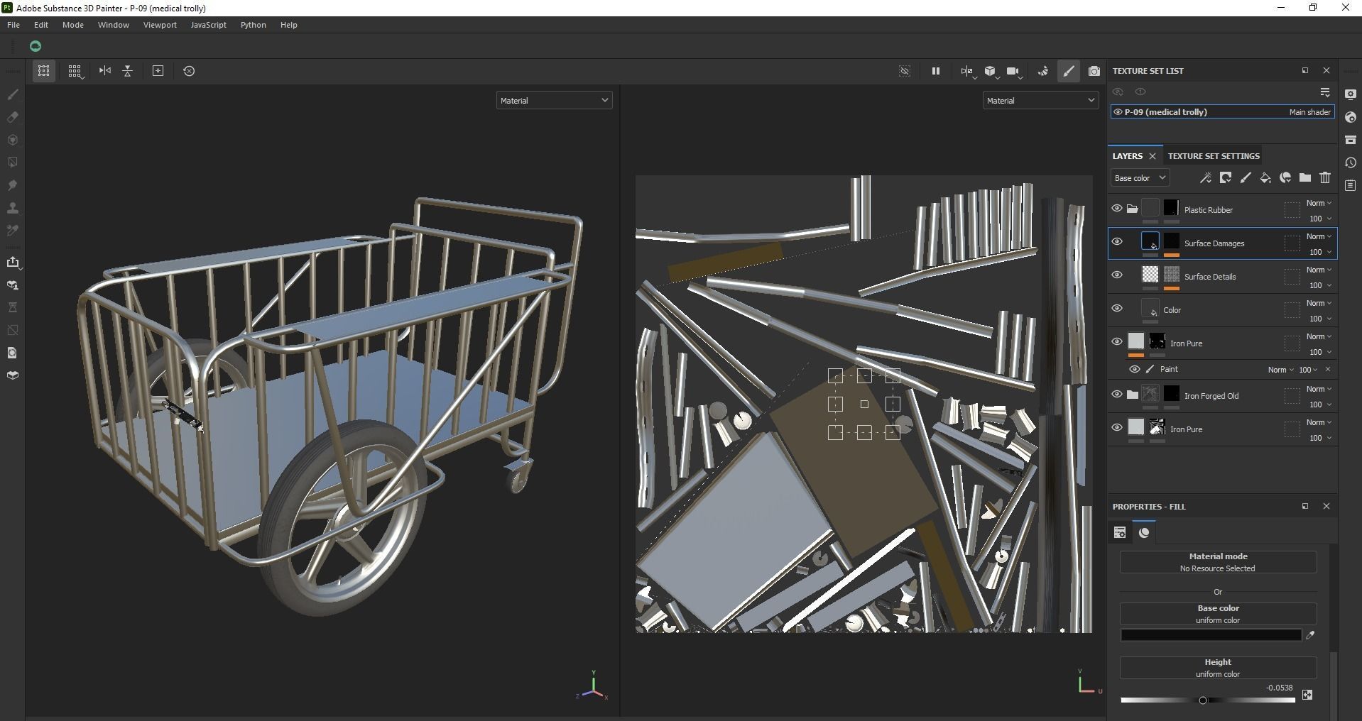 Stainless Steel Medical Drugs Trolley Low-poly 3D model_14