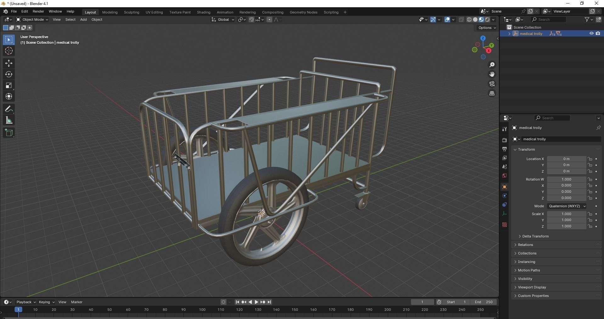 Stainless Steel Medical Drugs Trolley Low-poly 3D model_23