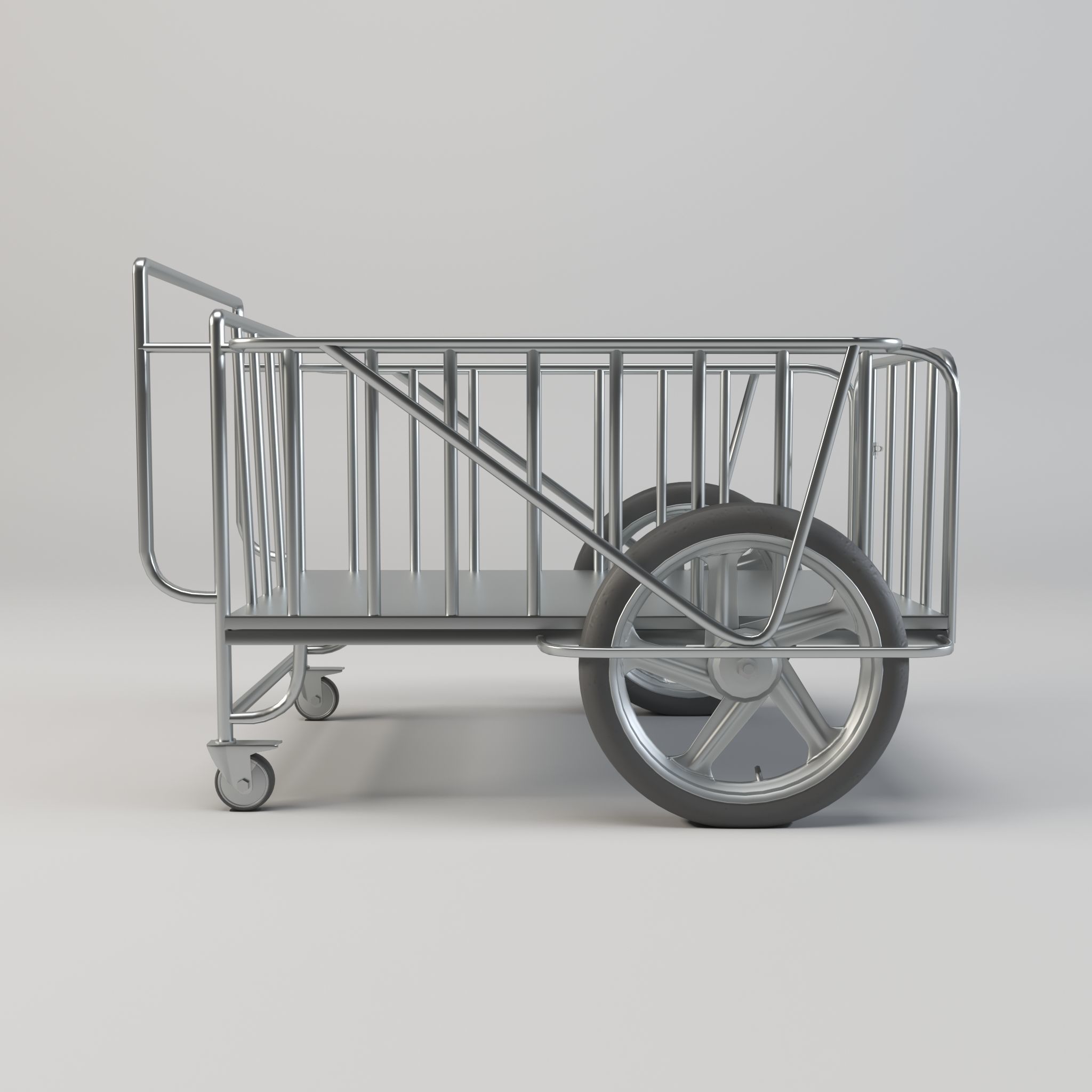 Stainless Steel Medical Drugs Trolley Low-poly 3D model_3