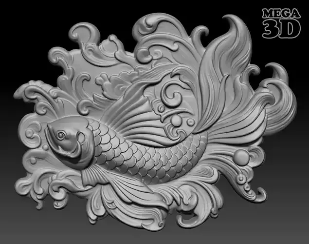 Bas Relief Fish 01 240506 3D print model
