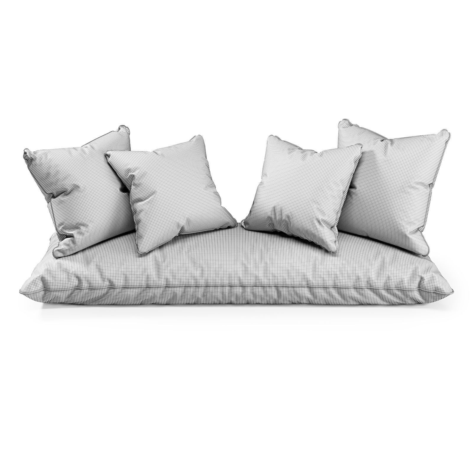 Seat Pillows Set 4 3D model_2