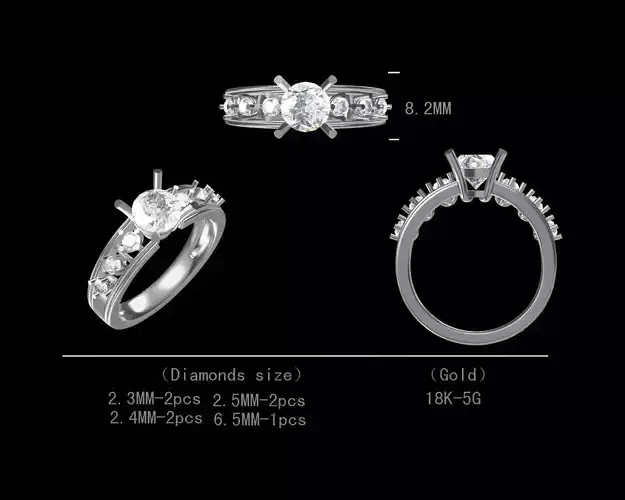 Fancy engagement diamond ring for women 3D model