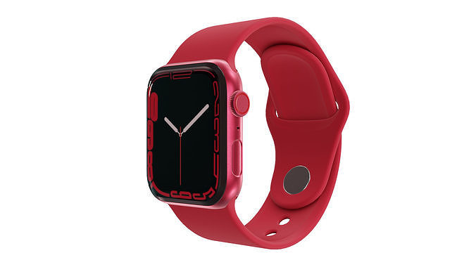 Apple Watch 7 - Red Aluminium Case with Sport Band Low-poly 3D model