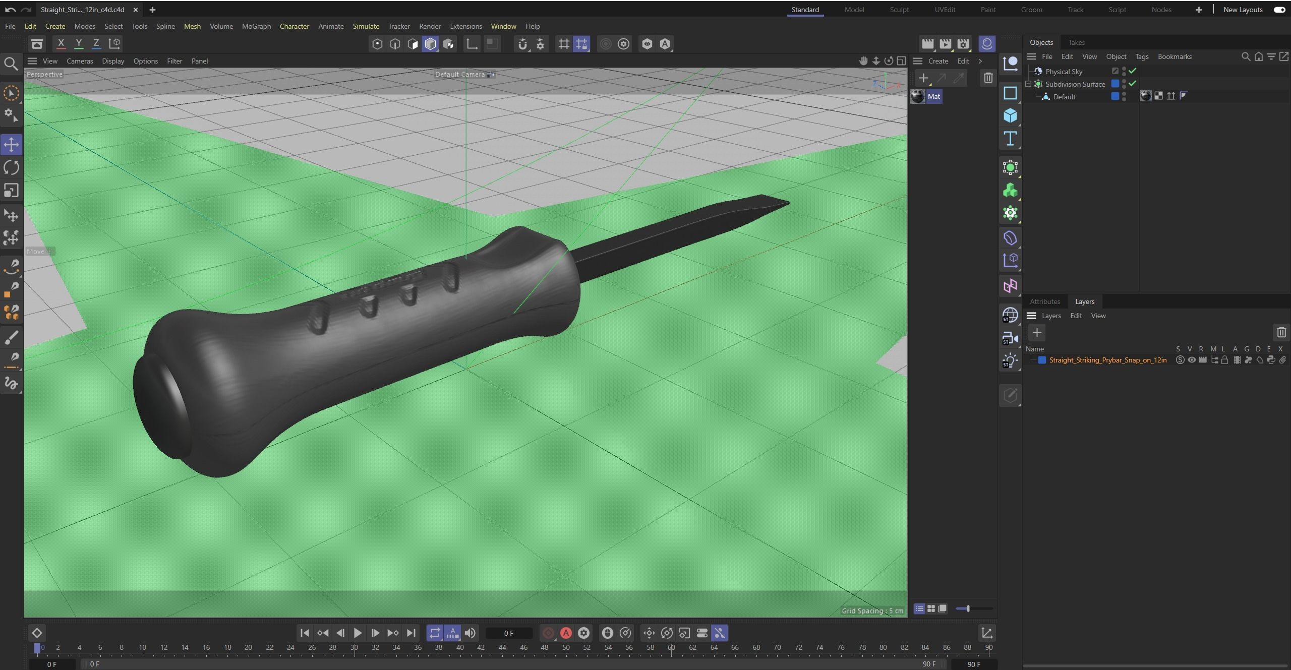 SO Straight Striking Prybar 12in MPBS12A Low-poly 3D model_29