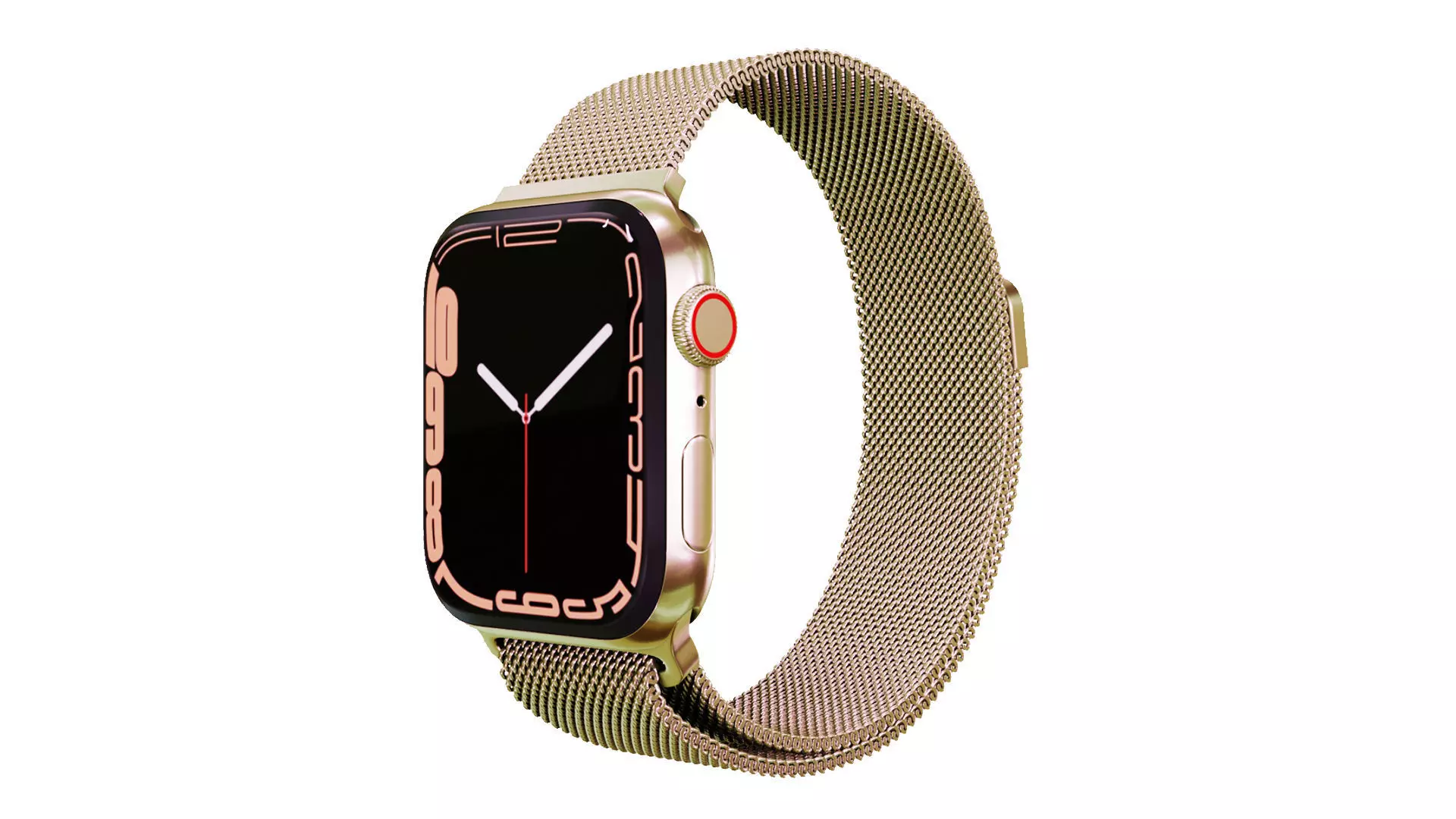 Appe Watch 7 - Stainless Steel Case with Gold Milanese Loop Low-poly 3D model