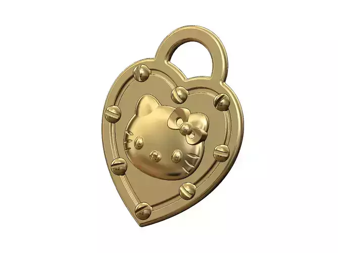 Hello kitty screw heart pendant charm