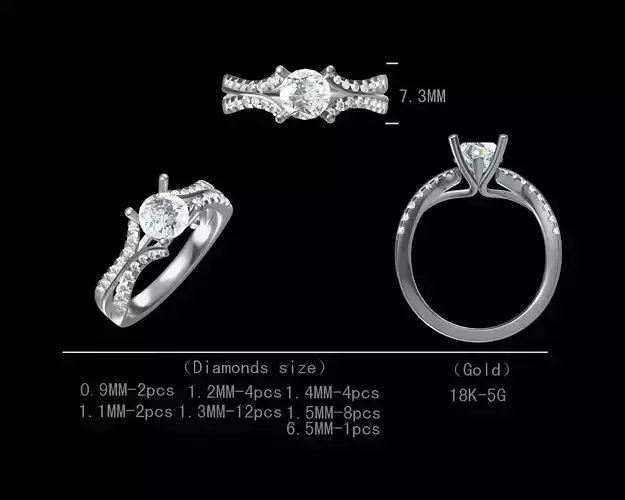Engagement diamond ring for women 3D model