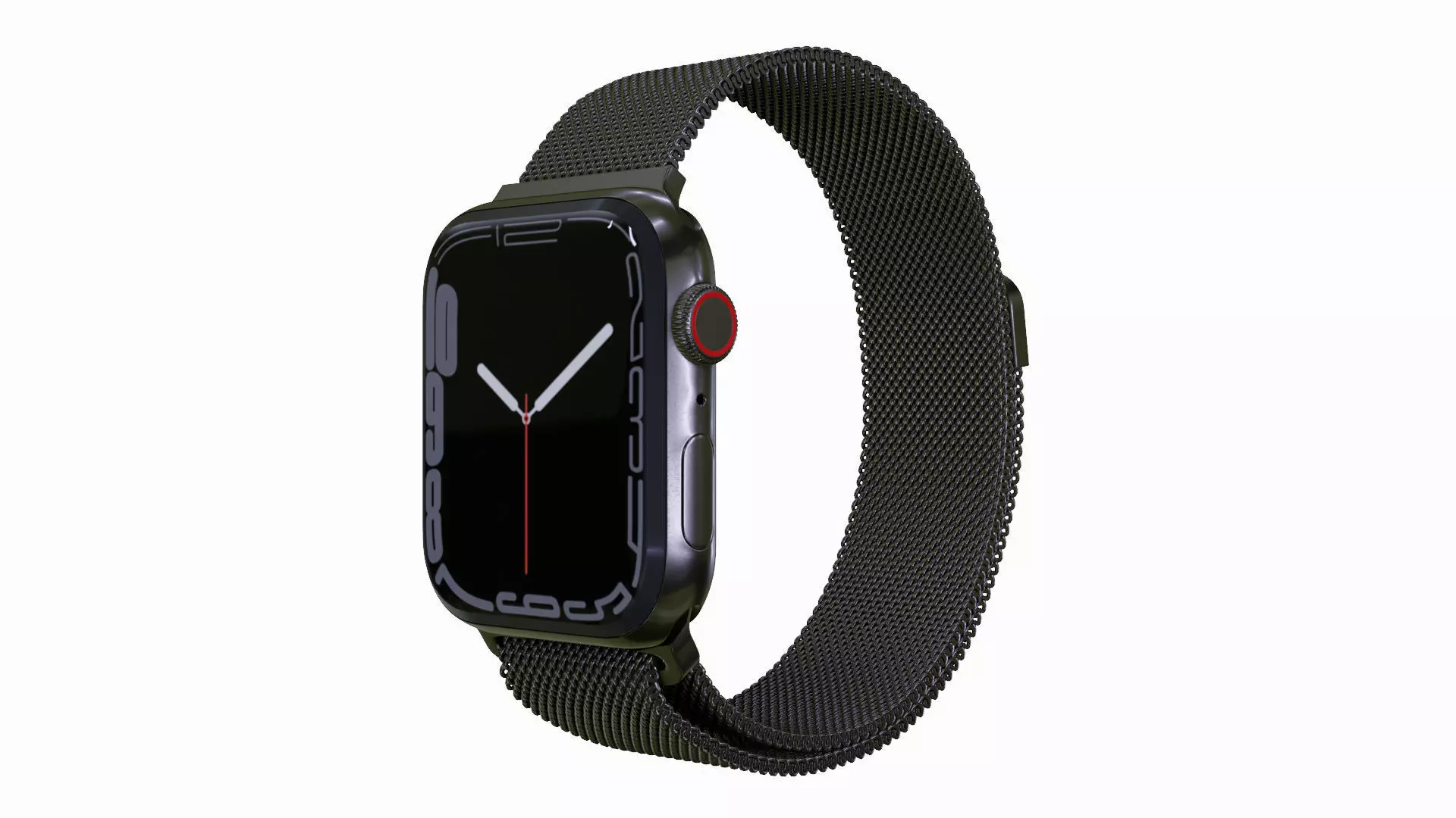 Appe Watch 7 - Stainless Steel Case with Graphite Milanese Loop Low-poly 3D model