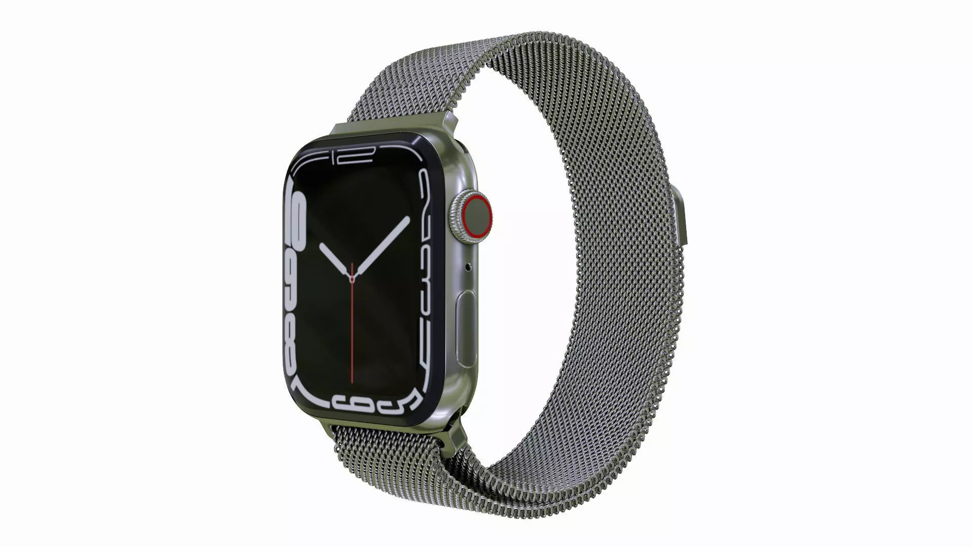 Appe Watch 7 - Stainless Steel Case with Silver Milanese Loop Low-poly 3D model