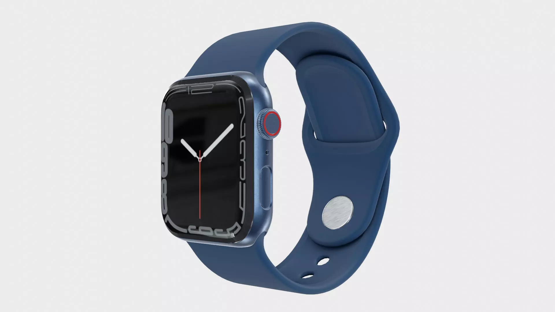 Apple Watch 7 - Silver Stainless Steel Case Blue Sport Band Low-poly 3D model