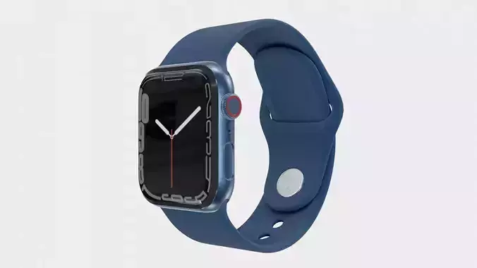 Apple Watch 7 - Silver Stainless Steel Case Blue Sport Band