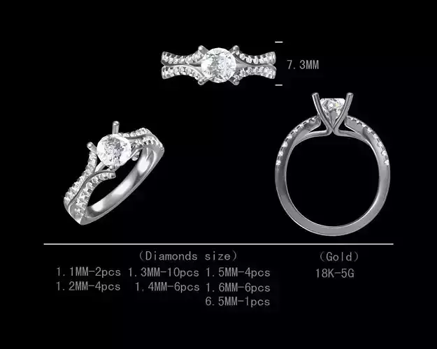 Engagement diamond ring for women 3D model