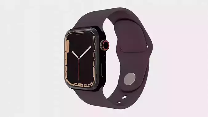 Apple Watch 7-Silver Stainless Steel Case Dark Cherry Sport Band