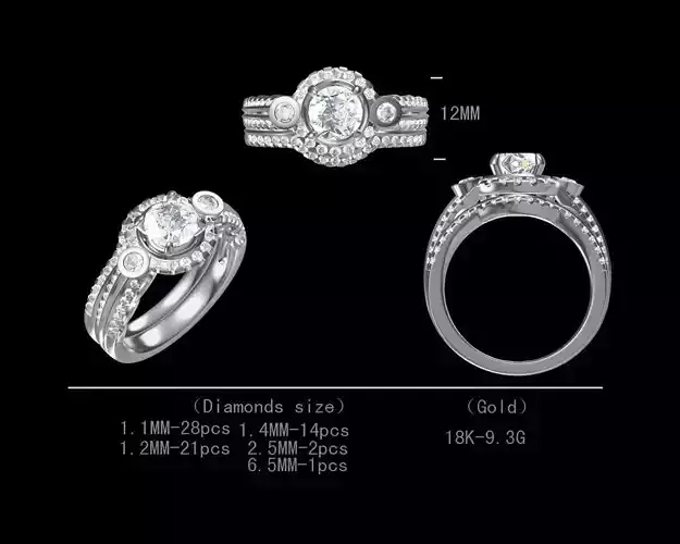 Stylish engagement diamond ring for women 3D model
