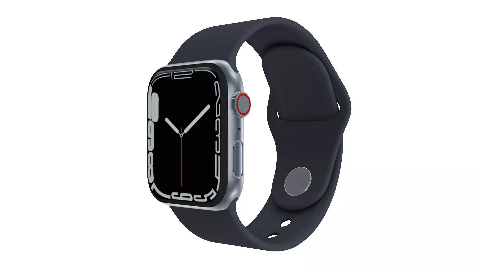 Apple Watch 7 - Silver Stainless Steel Case Midnight Sport Band Low-poly 3D model