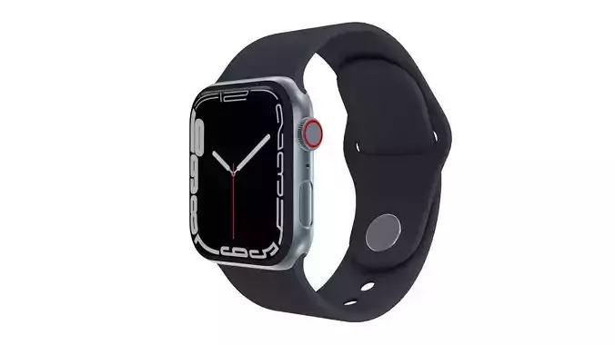 Apple Watch 7 - Silver Stainless Steel Case Midnight Sport Band