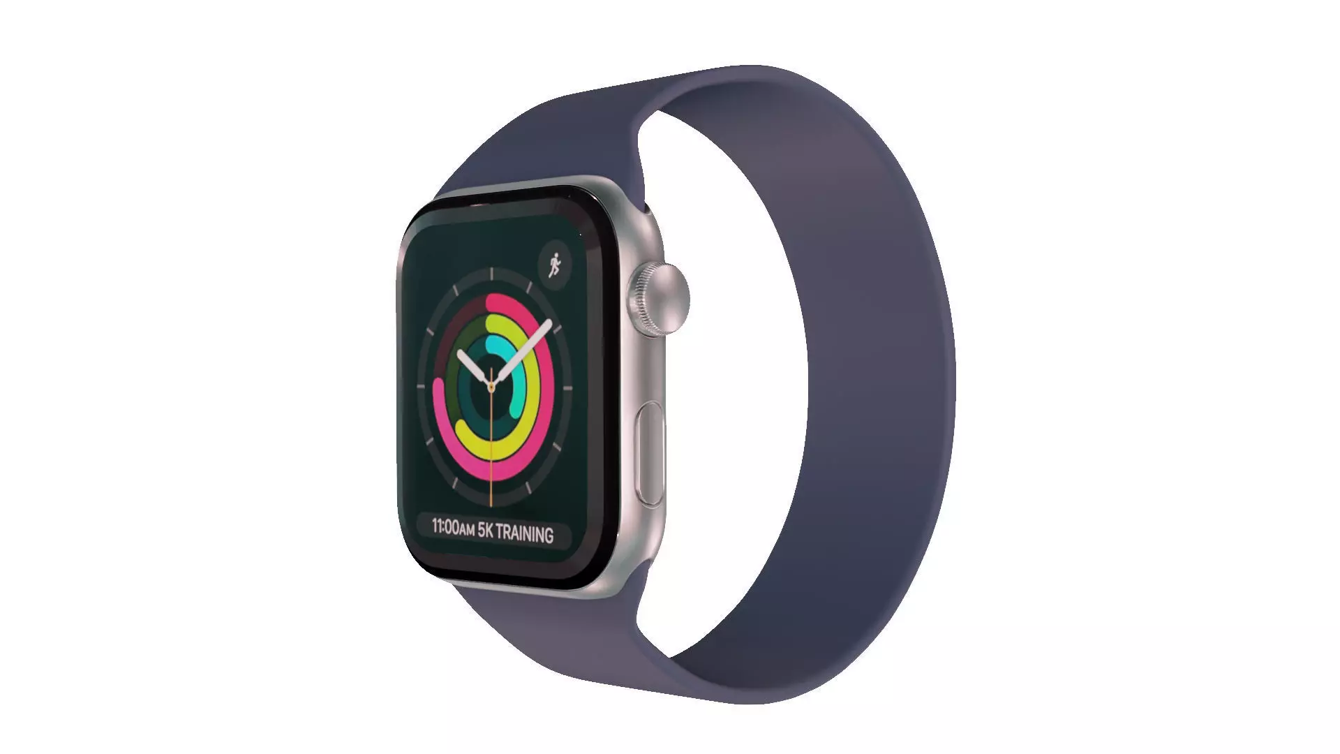 Apple Watc 3 - Silver Aluminium Case with Abyss blue Solo Loop Low-poly 3D model_0