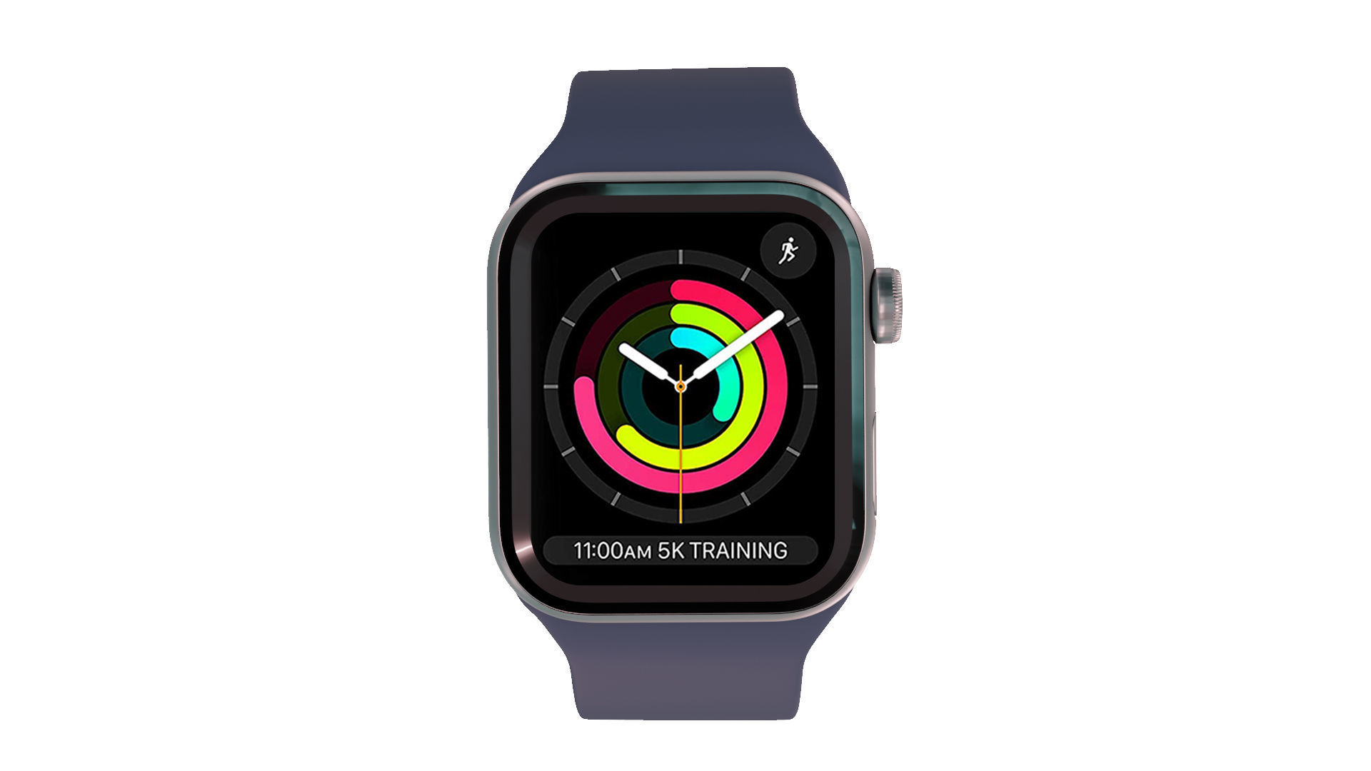 Apple Watc 3 - Silver Aluminium Case with Abyss blue Solo Loop Low-poly 3D model_2