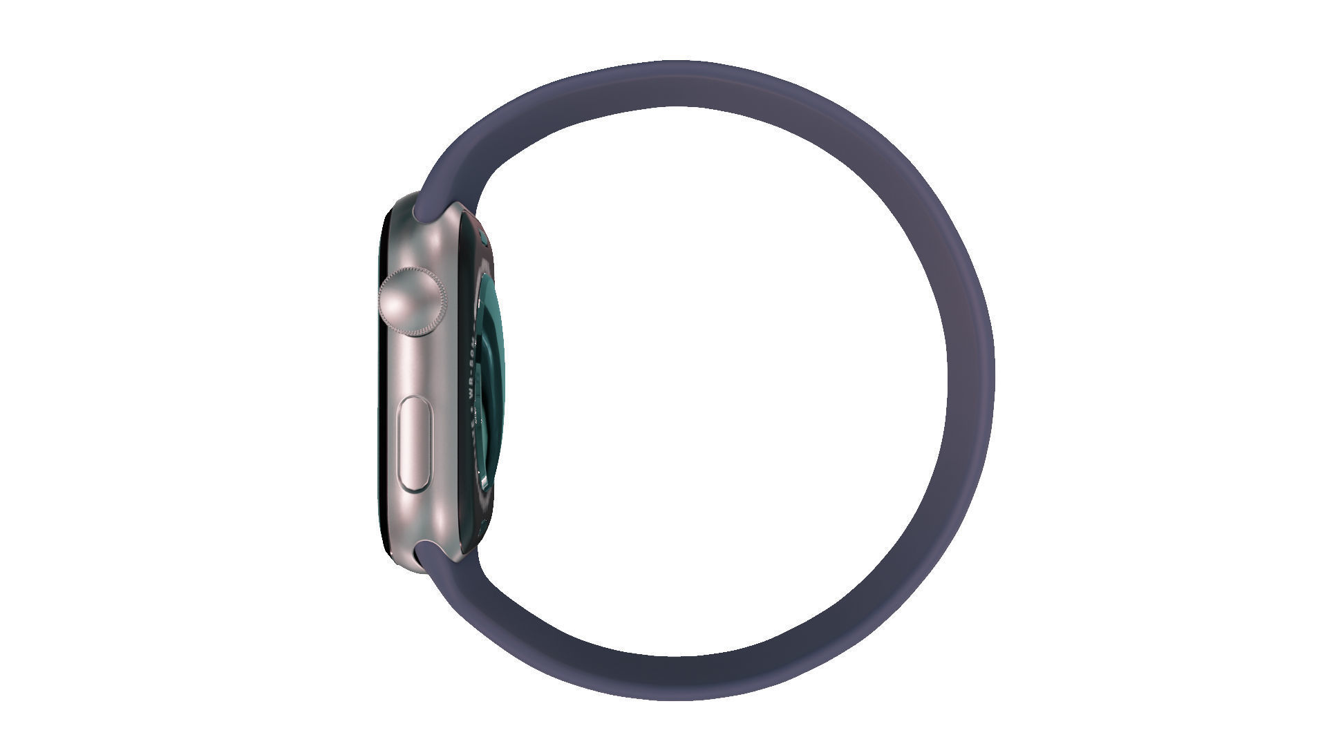 Apple Watc 3 - Silver Aluminium Case with Abyss blue Solo Loop Low-poly 3D model_5