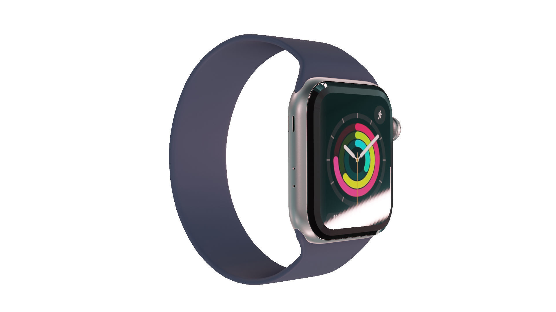 Apple Watc 3 - Silver Aluminium Case with Abyss blue Solo Loop Low-poly 3D model_1