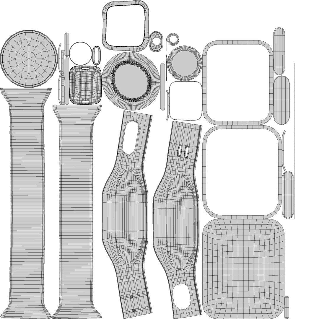 Apple Watc 3 - Silver Aluminium Case with Chalk pink Solo Loop Low-poly 3D model_11