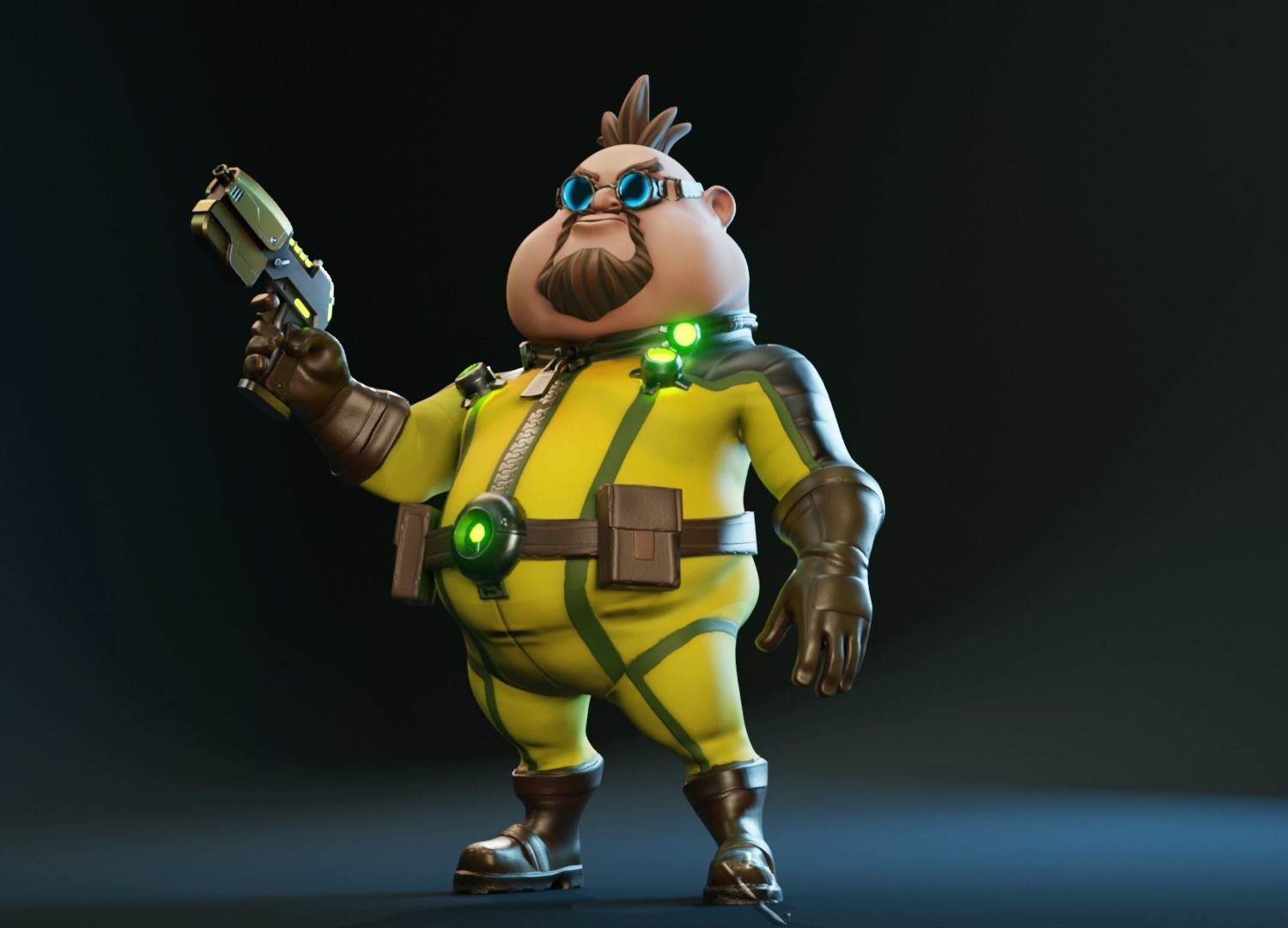 Game Character Evil Crazy Doc Low-poly 3D model_1