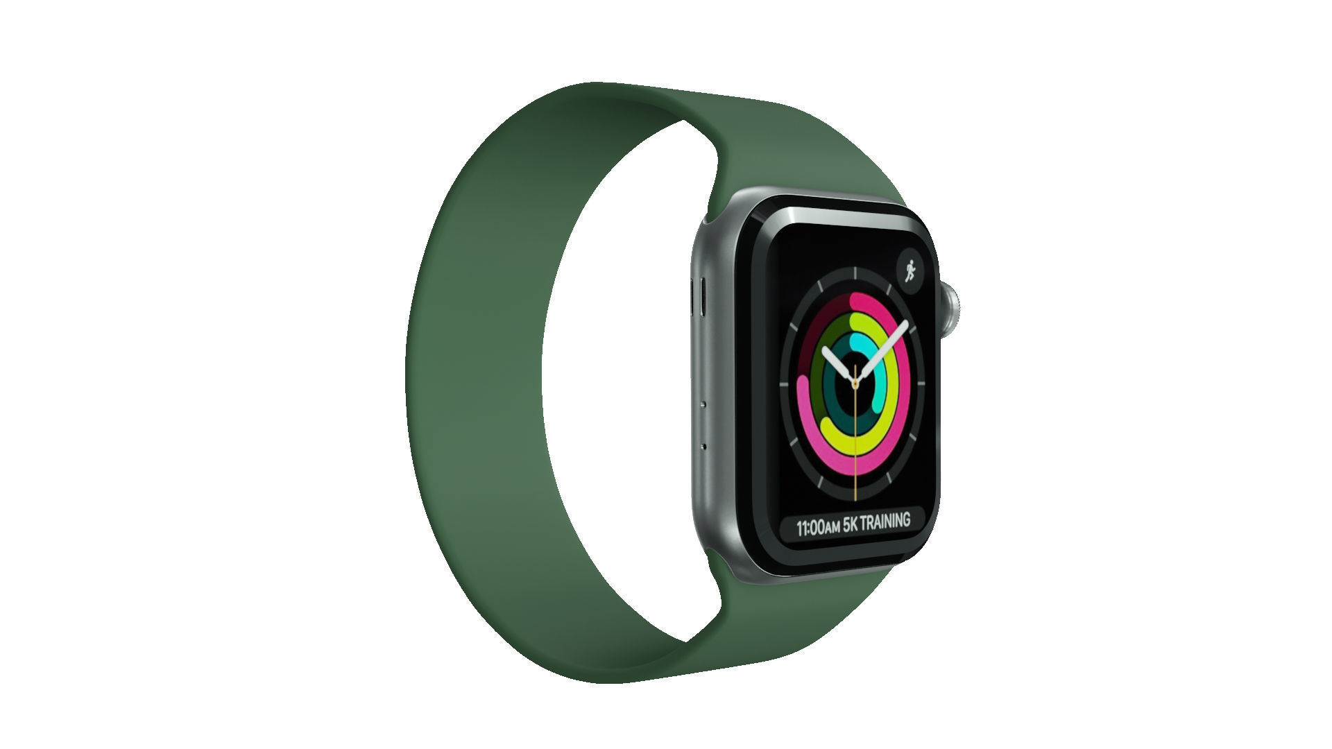 Apple Watc 3 - Silver Aluminium Case with Clover Solo Loop Low-poly 3D model_1