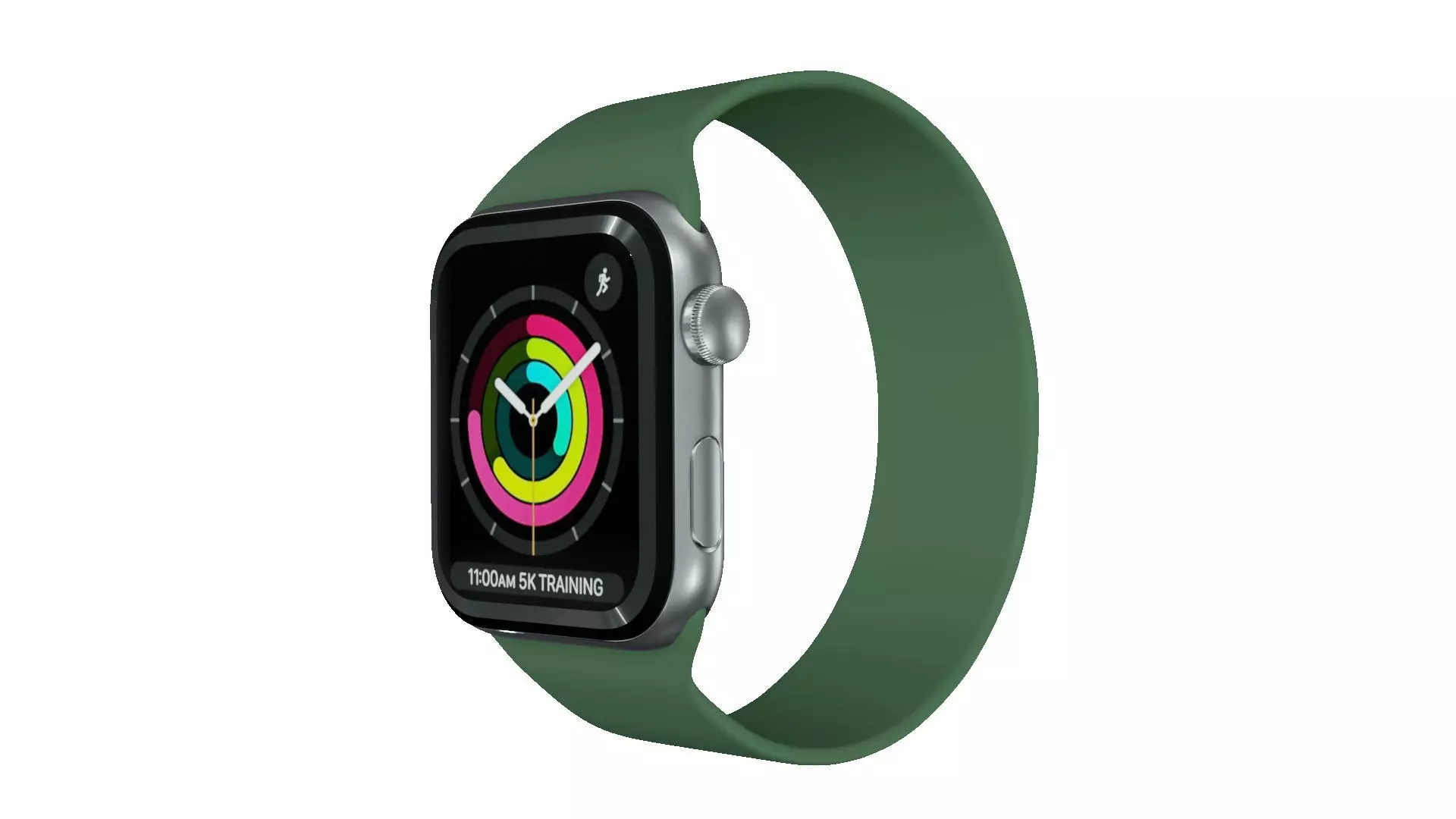 Apple Watc 3 - Silver Aluminium Case with Clover Solo Loop Low-poly 3D model_0