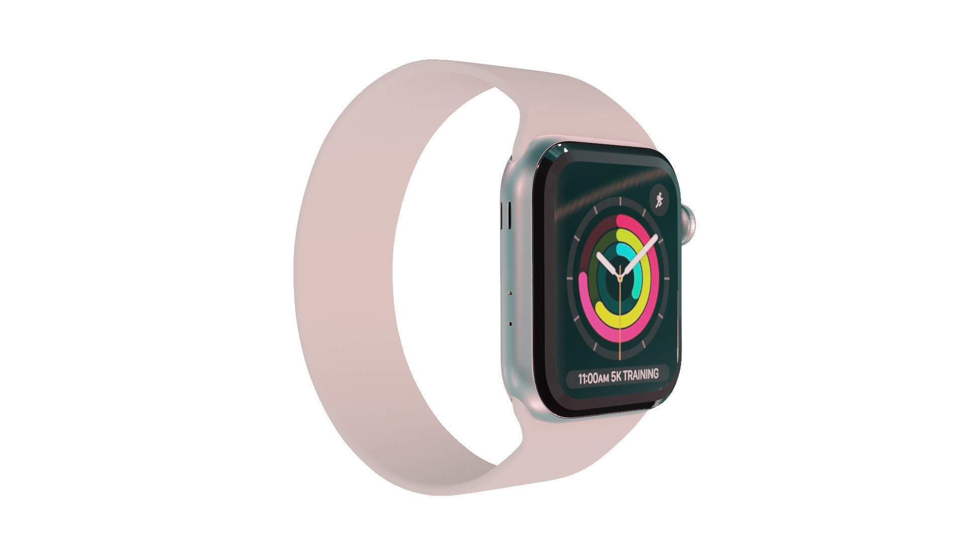 Apple Watc 3 - Silver Aluminium Case with Starlight Solo Loop Low-poly 3D model_1