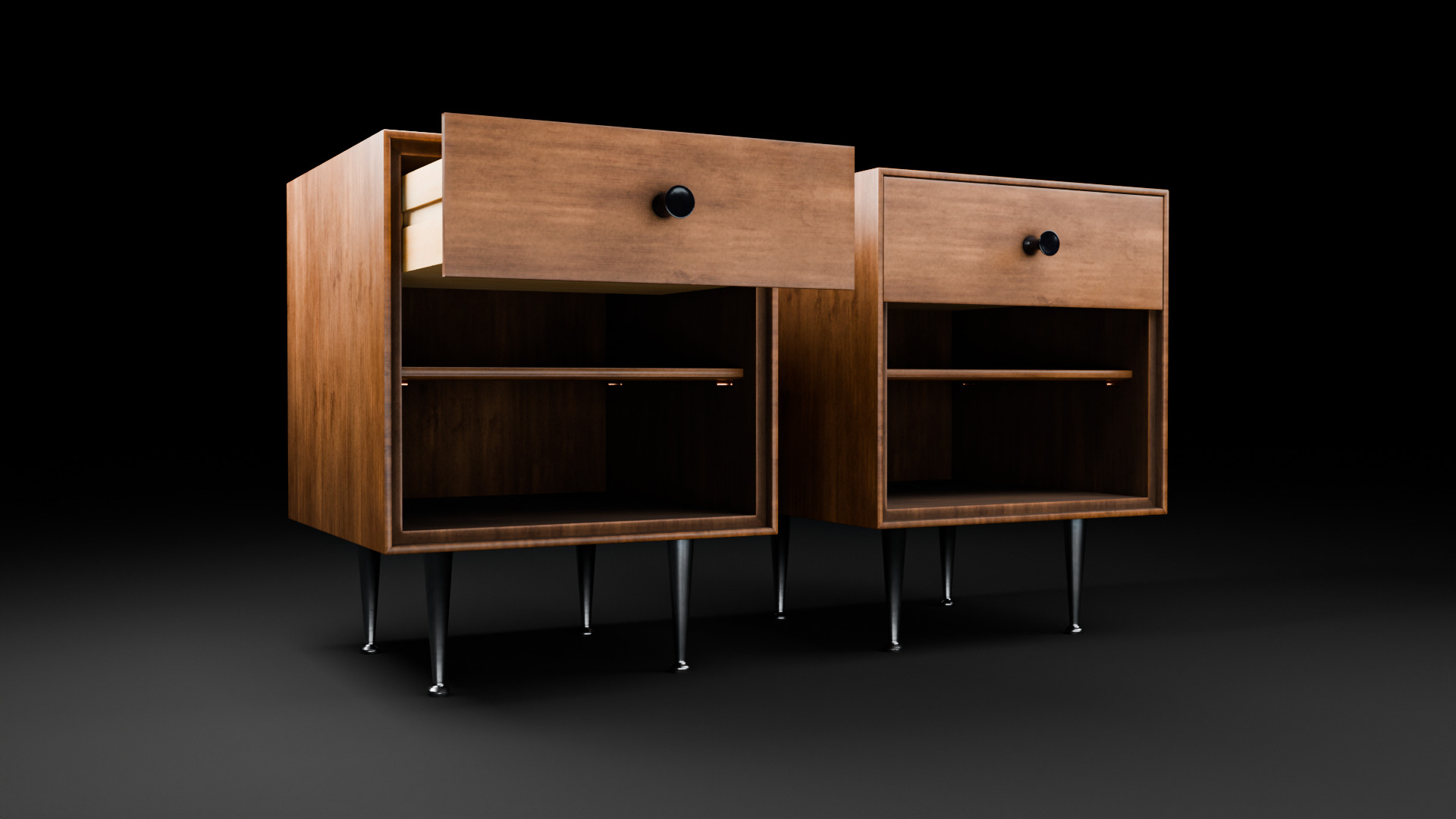 Nelson Thin Edge Bedside Table - 3D Model Free low-poly 3D model_3