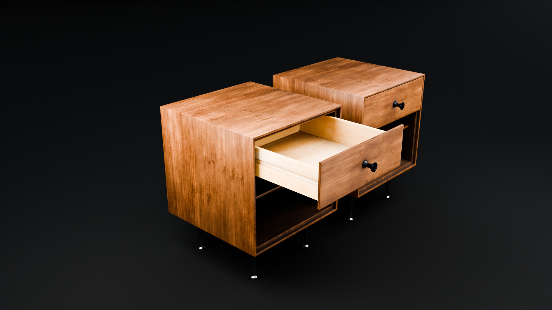 Nelson Thin Edge Bedside Table - 3D Model Free low-poly 3D model_2