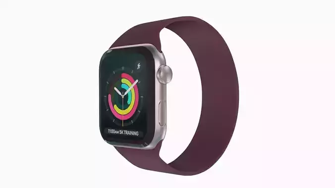 Apple Watc 3 - Silver Aluminium Case with Dark Cherry Solo Loop
