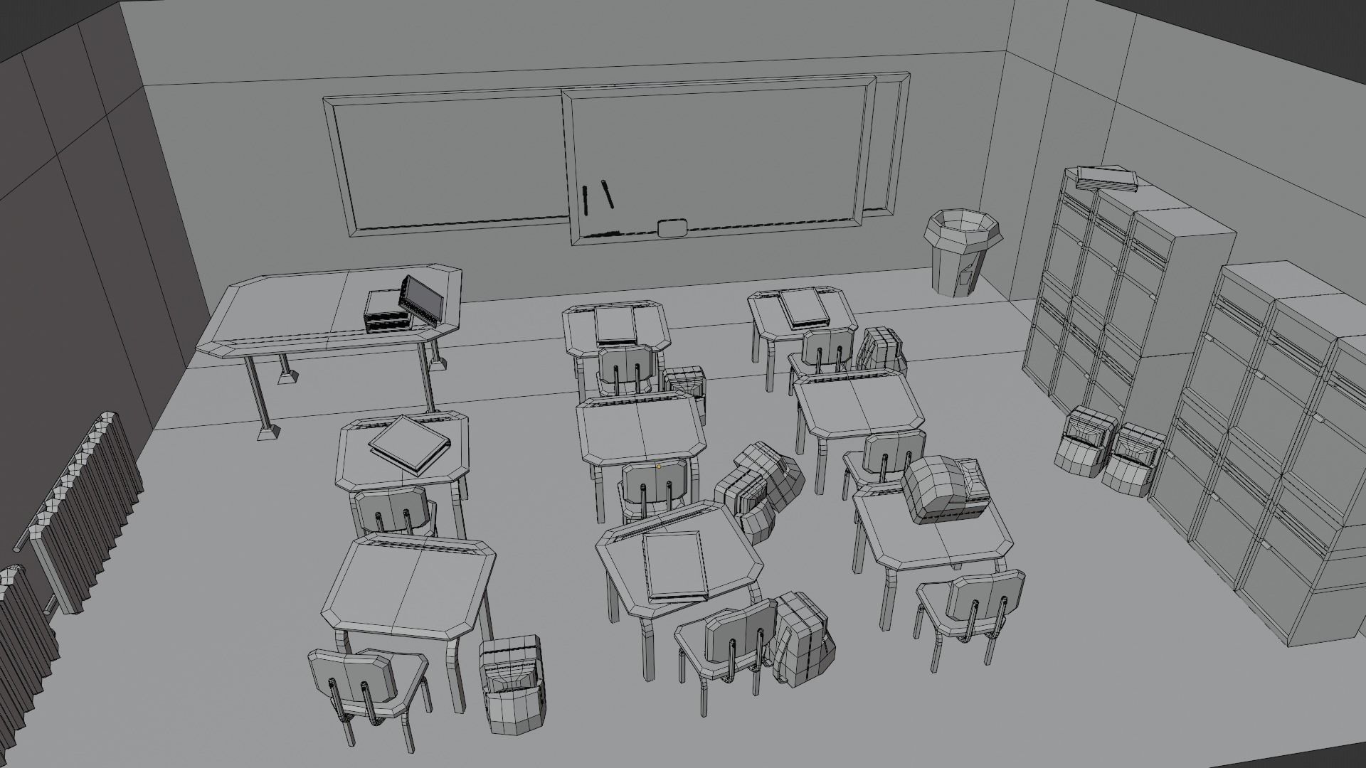 Low poly 3d model of a classroom Low-poly 3D model_1