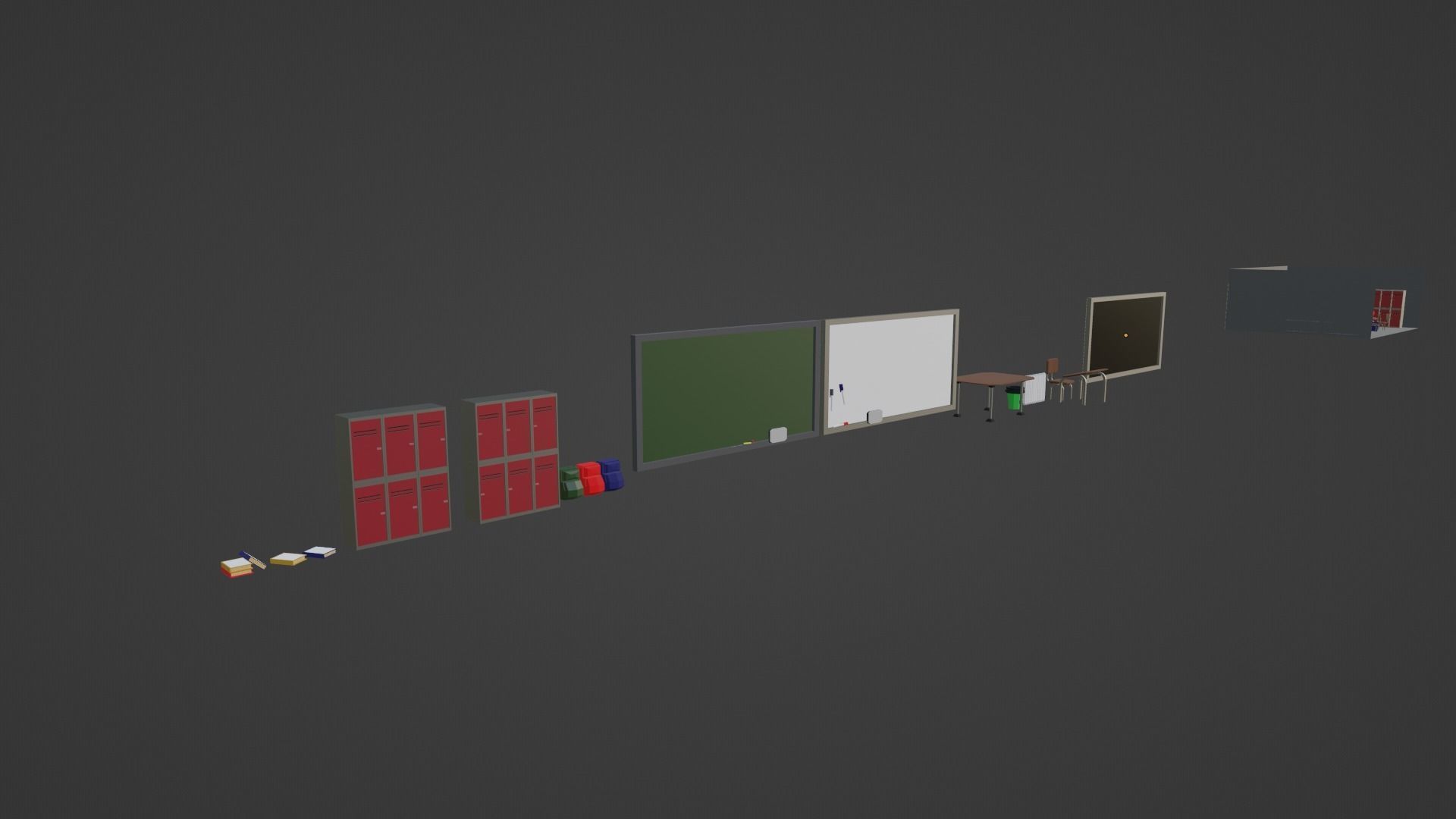 Low poly 3d model of a classroom Low-poly 3D model_4