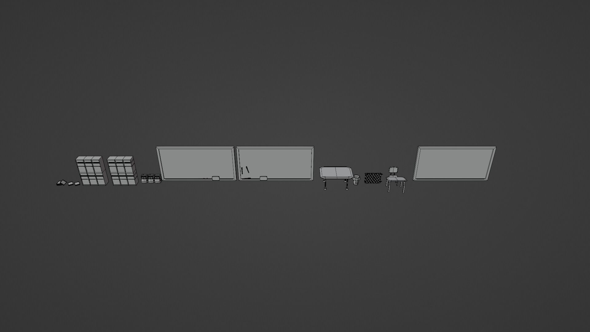 Low poly 3d model of a classroom Low-poly 3D model_3