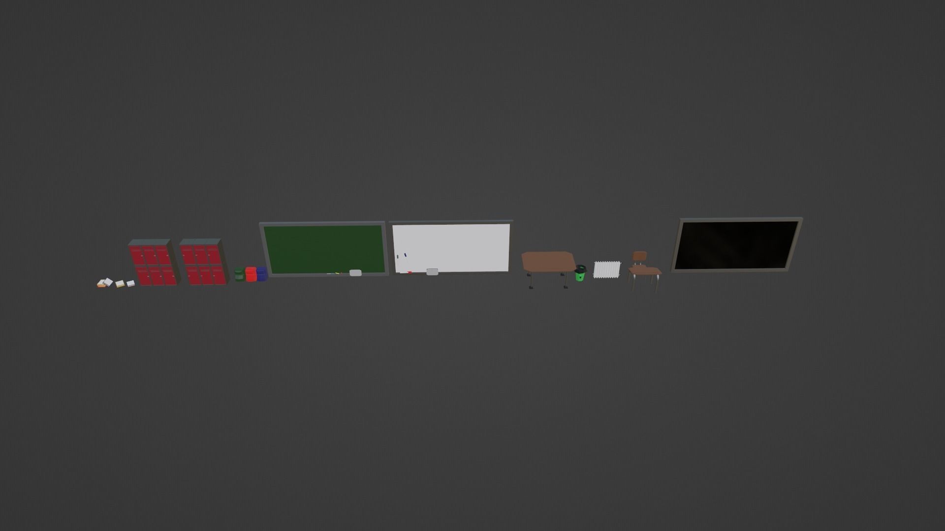Low poly 3d model of a classroom Low-poly 3D model_2