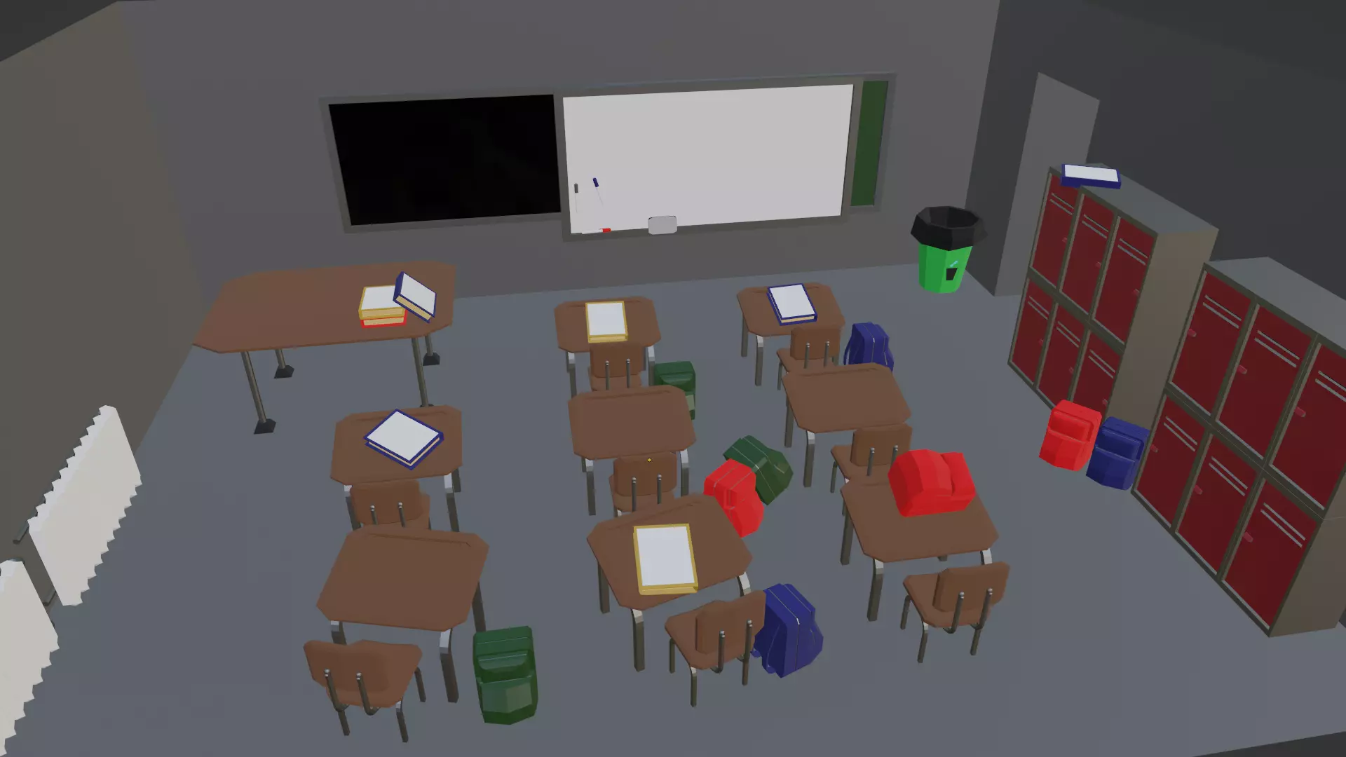 Low poly 3d model of a classroom Low-poly 3D model_0