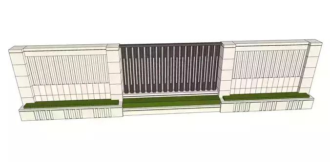 Classical boundary wall in beige sketchup model 3D model
