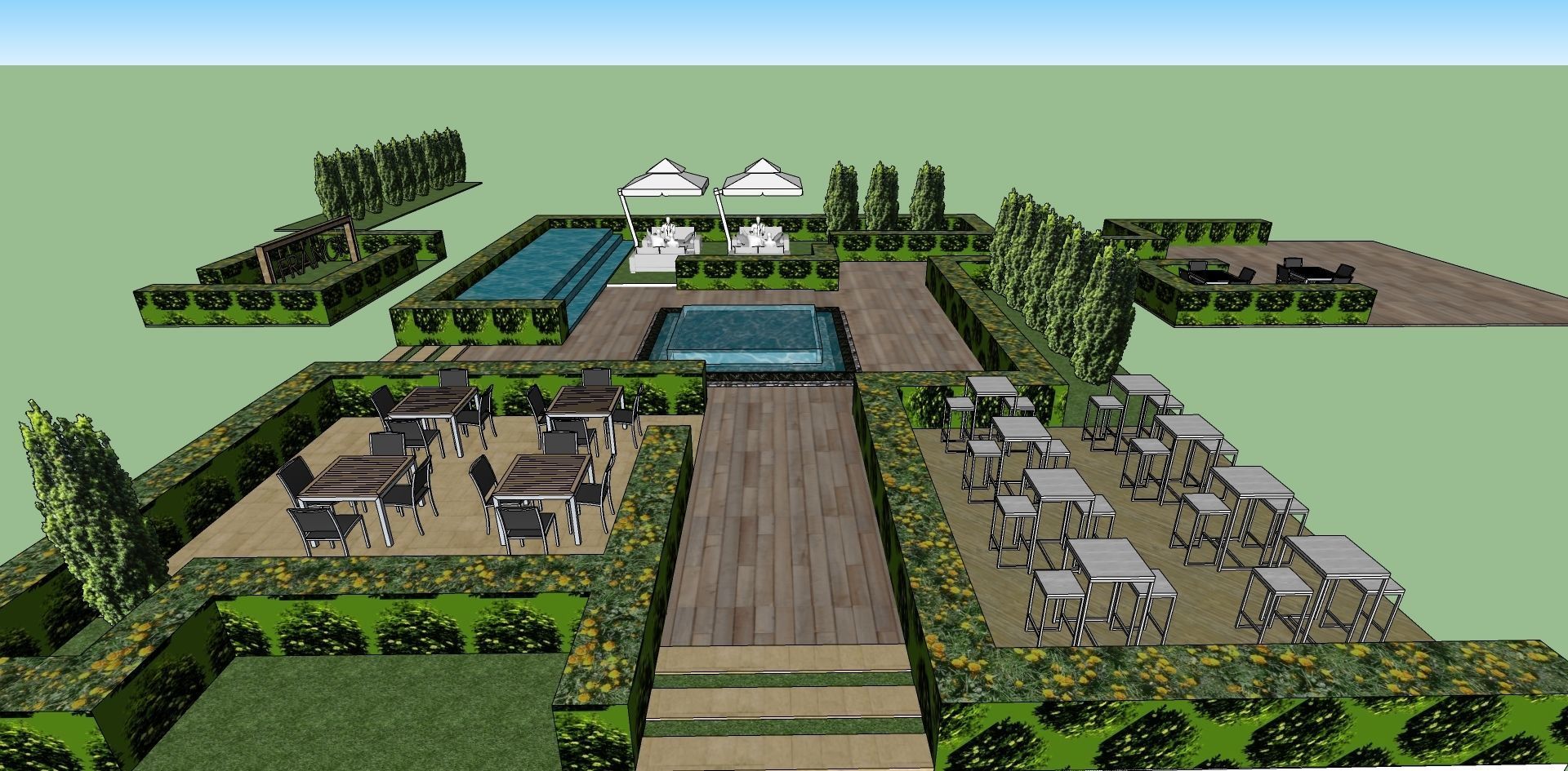 courtyard public garden sketchup model 3D model_2