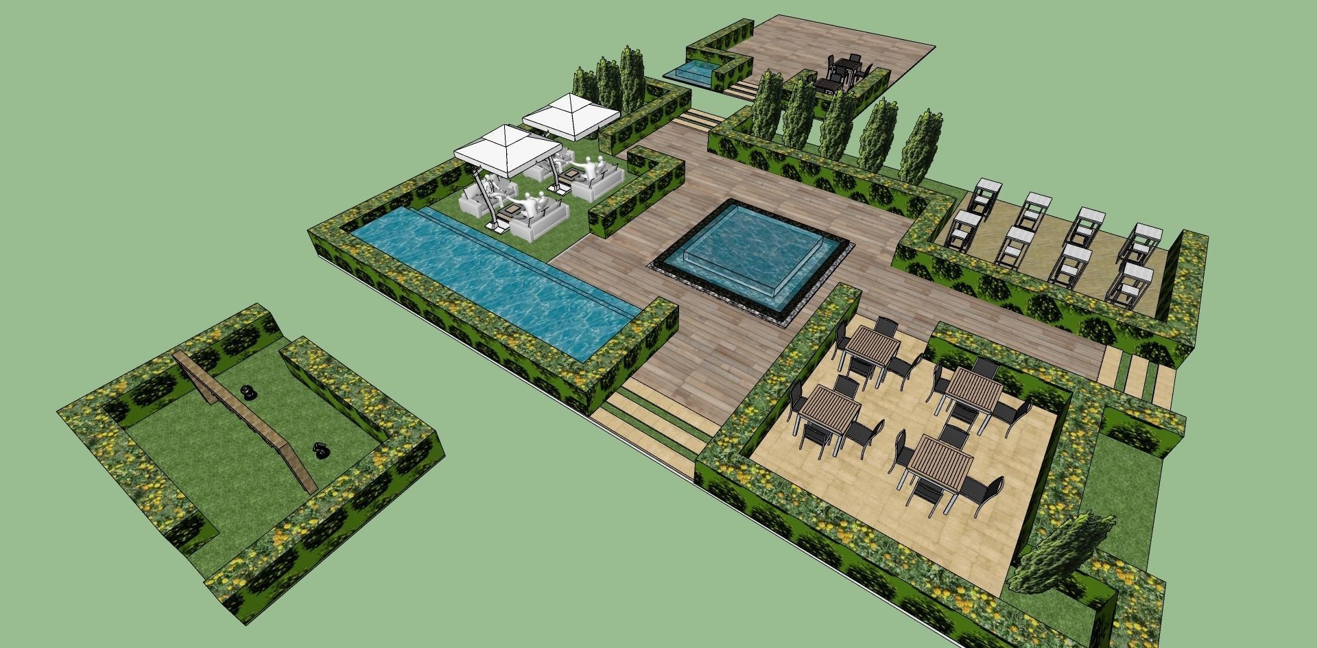 courtyard public garden sketchup model 3D model_4
