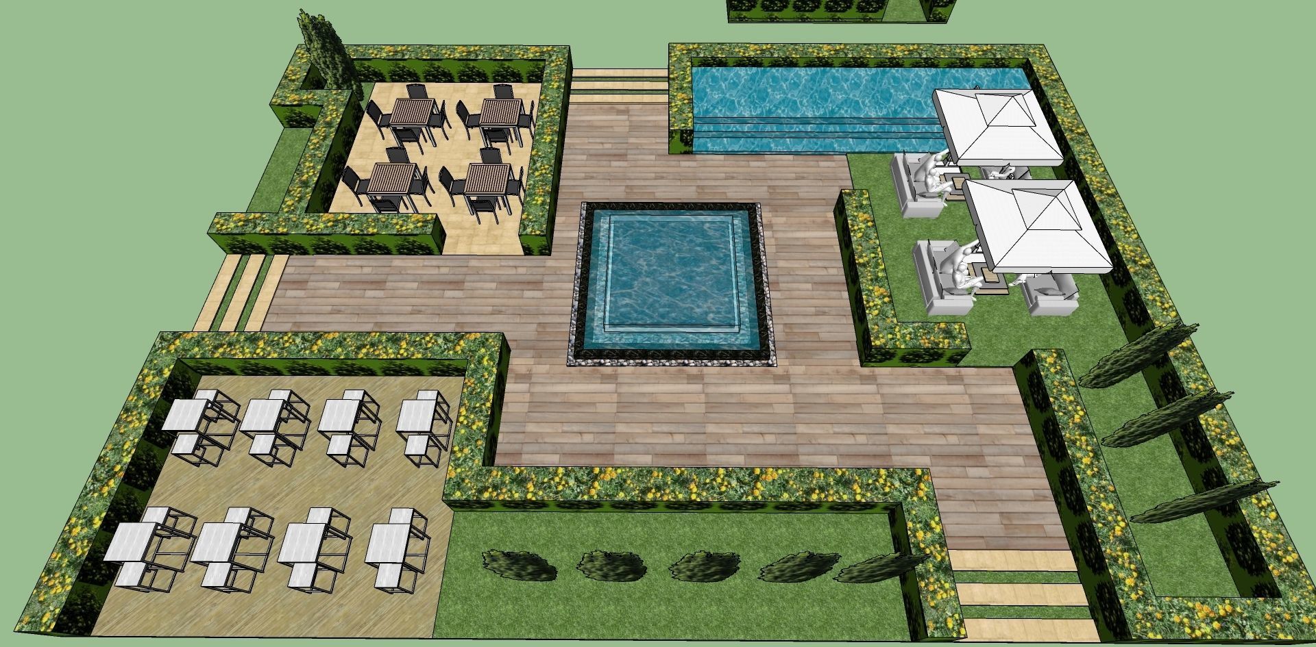 courtyard public garden sketchup model 3D model_5